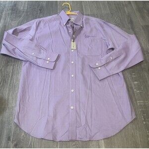Peter Millar Men’s Nano-luxe Long Sleeve Shirt Purple Cotton Size Large